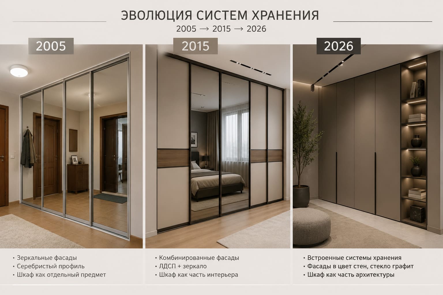 Почему в дорогих интерьерах почти исчезли зеркальные шкафы-купе
